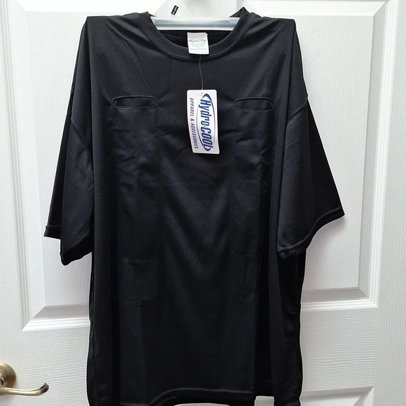 F mens HydroCool solid black short sleeve stretch shirt size XL  NWT - Picture 1 of 9